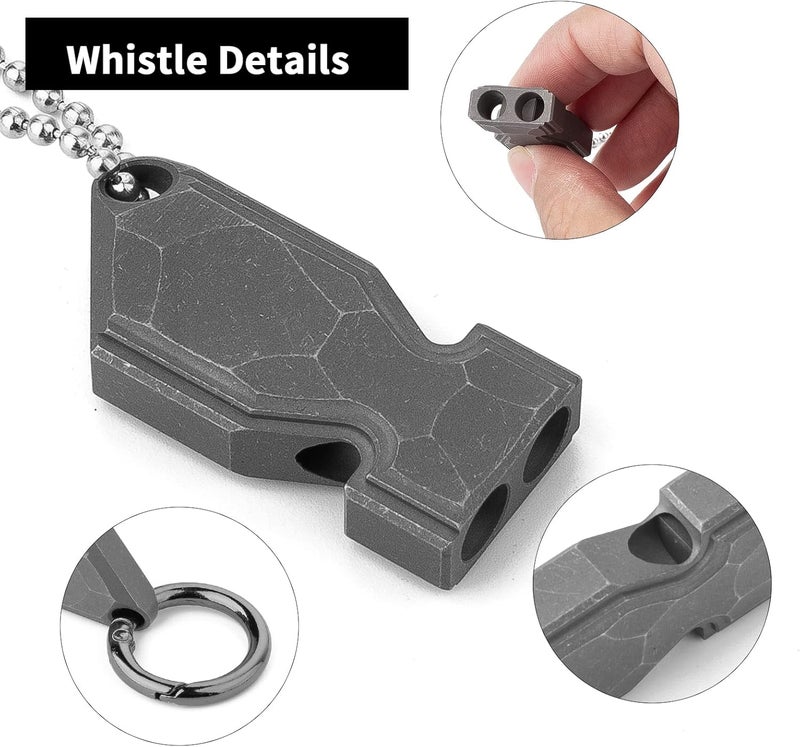 TISUR Titanium Emergency Whistle,EDC Safety Whistles Necklace Loud up to 120db,Survival Whistles for Survival,Hiking,Camping,Pets Training - Image 3
